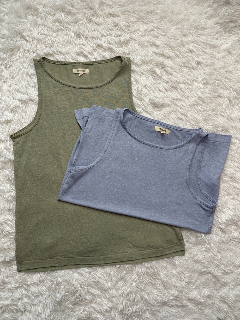 ✨ bundle✨ Madewell Olive Green & Light Blue Ribbed Tank Tops - 2 Pack